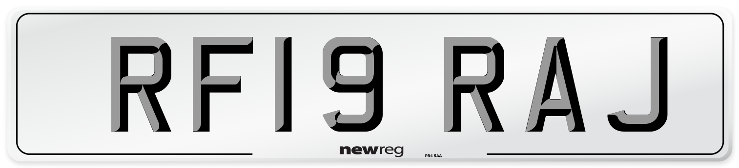 RF19 RAJ Number Plate from New Reg